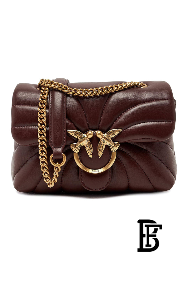 Pinko  Burgundy  Leather Women Handbag 100038A1Exl86Q – Elegant Everyday Shoulder Bag image 1