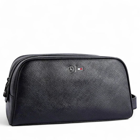 Tommy Hilfiger Men's Black Genuine Leather Handbag